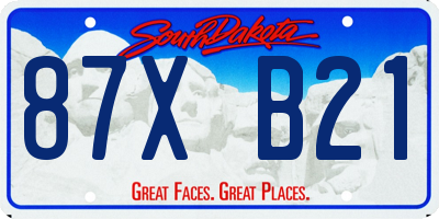 SD license plate 87XB21