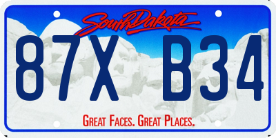 SD license plate 87XB34