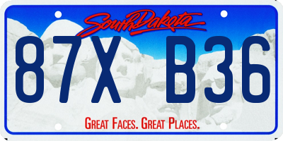 SD license plate 87XB36