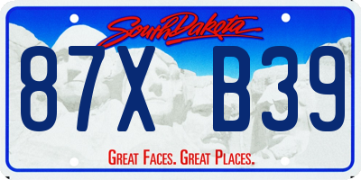 SD license plate 87XB39