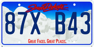 SD license plate 87XB43