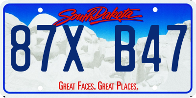 SD license plate 87XB47