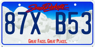 SD license plate 87XB53