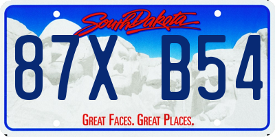 SD license plate 87XB54