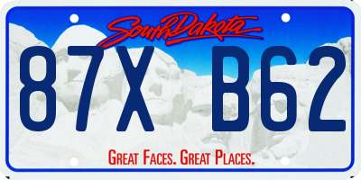SD license plate 87XB62