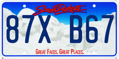 SD license plate 87XB67