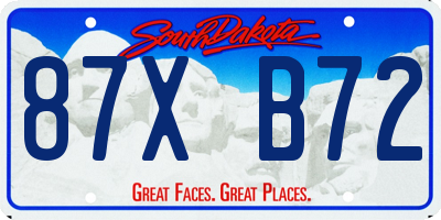 SD license plate 87XB72