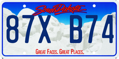 SD license plate 87XB74