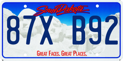 SD license plate 87XB92