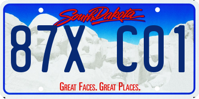 SD license plate 87XC01