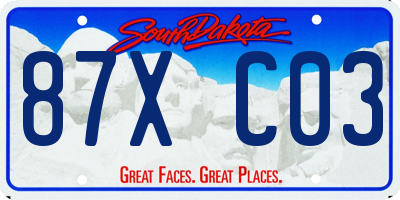 SD license plate 87XC03