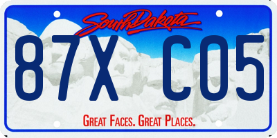 SD license plate 87XC05