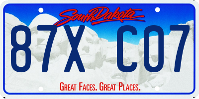 SD license plate 87XC07