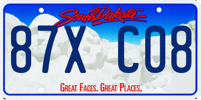 SD license plate 87XC08