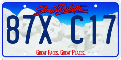 SD license plate 87XC17