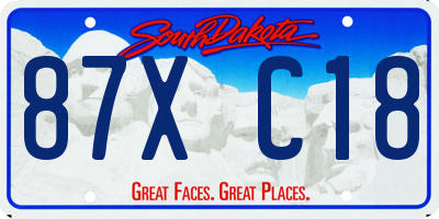 SD license plate 87XC18