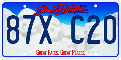 SD license plate 87XC20