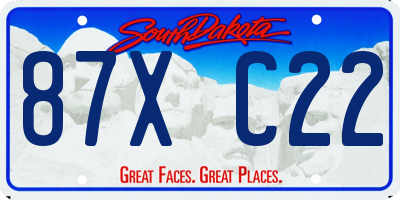 SD license plate 87XC22