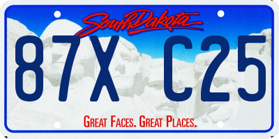 SD license plate 87XC25