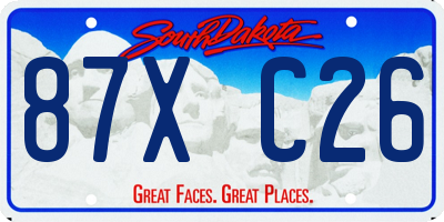 SD license plate 87XC26
