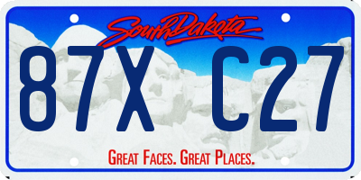SD license plate 87XC27
