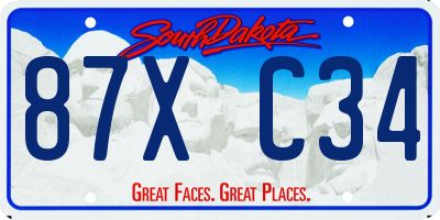 SD license plate 87XC34