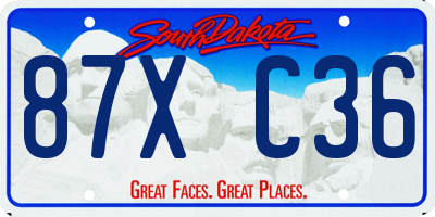 SD license plate 87XC36