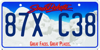 SD license plate 87XC38