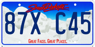 SD license plate 87XC45