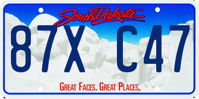 SD license plate 87XC47