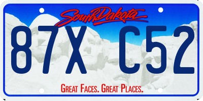 SD license plate 87XC52