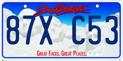 SD license plate 87XC53