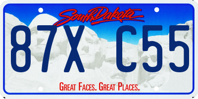 SD license plate 87XC55