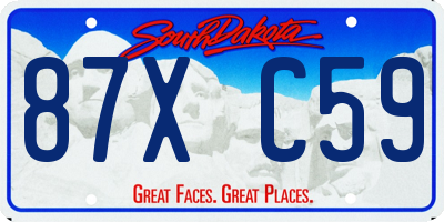 SD license plate 87XC59