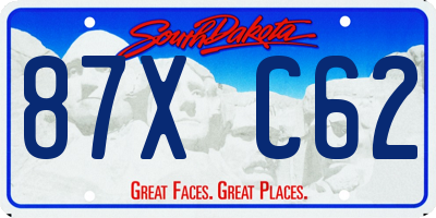 SD license plate 87XC62