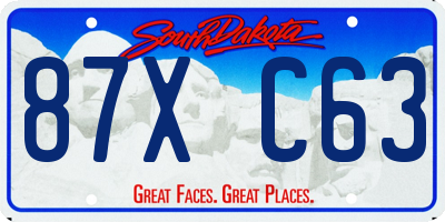 SD license plate 87XC63