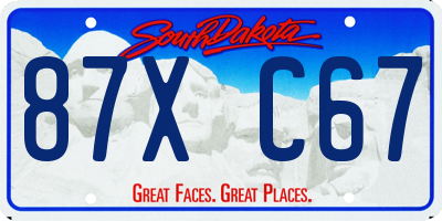 SD license plate 87XC67