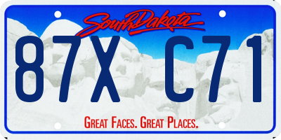 SD license plate 87XC71