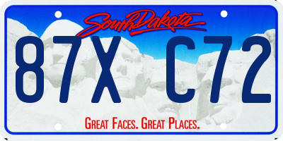 SD license plate 87XC72