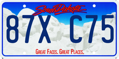 SD license plate 87XC75