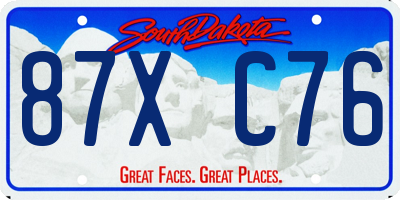 SD license plate 87XC76