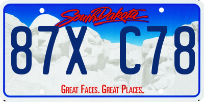 SD license plate 87XC78