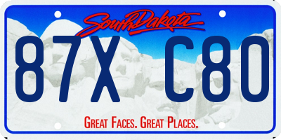 SD license plate 87XC80