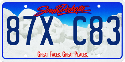 SD license plate 87XC83
