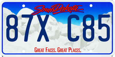 SD license plate 87XC85