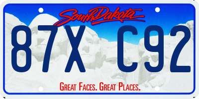 SD license plate 87XC92