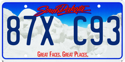 SD license plate 87XC93