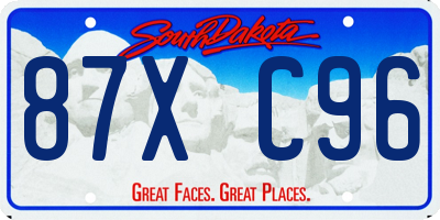 SD license plate 87XC96