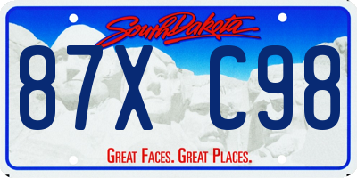 SD license plate 87XC98