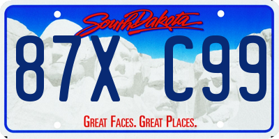 SD license plate 87XC99